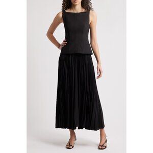 🆕 ACLER Hollinshill Pleated Sleeveless Maxi Dress Black 8